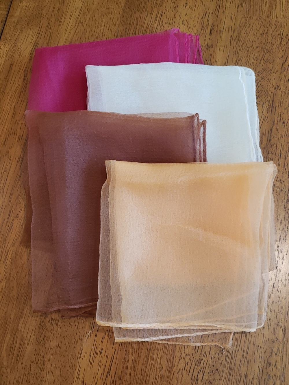 Vintage Fall Scarves Sheer Cranberry, Cream, Brown, Apricot